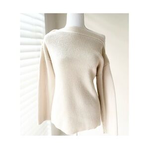 All Saints Off-the-Shoulder Cream Sweater